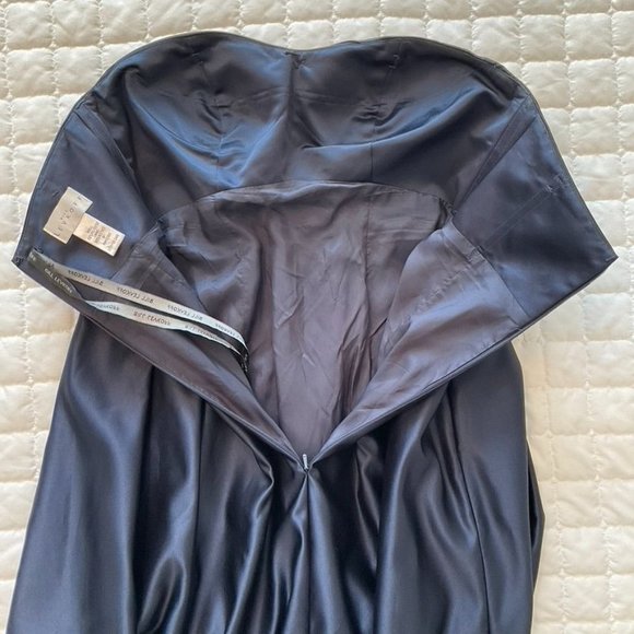 Bill Levkoff Navy Blue Satin Cocktail Bridesmaid Dress Size 8 EUC - Picture 8 of 10